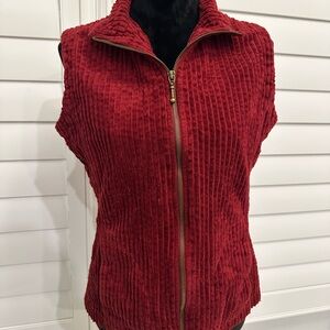 Red Textured Zip-Up Vest